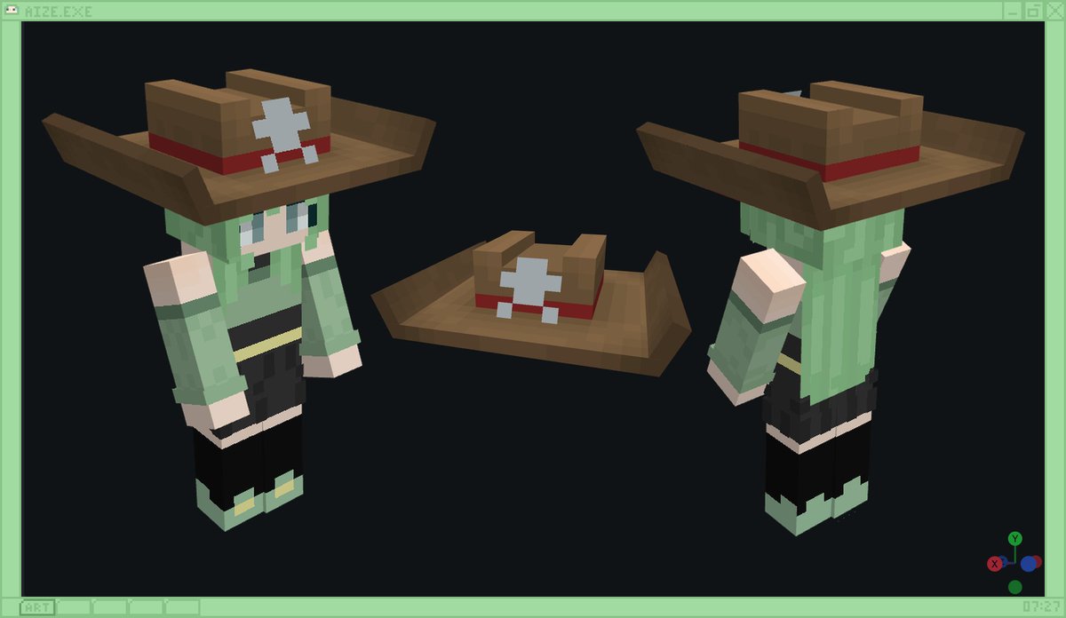 AizeYuki's tweet photo. 🤠Cowboy hat cosmetics for my in-dev minecraft server for VTubers

#Minecraft #Blockbench https://t.co/EfL4sjLXRK