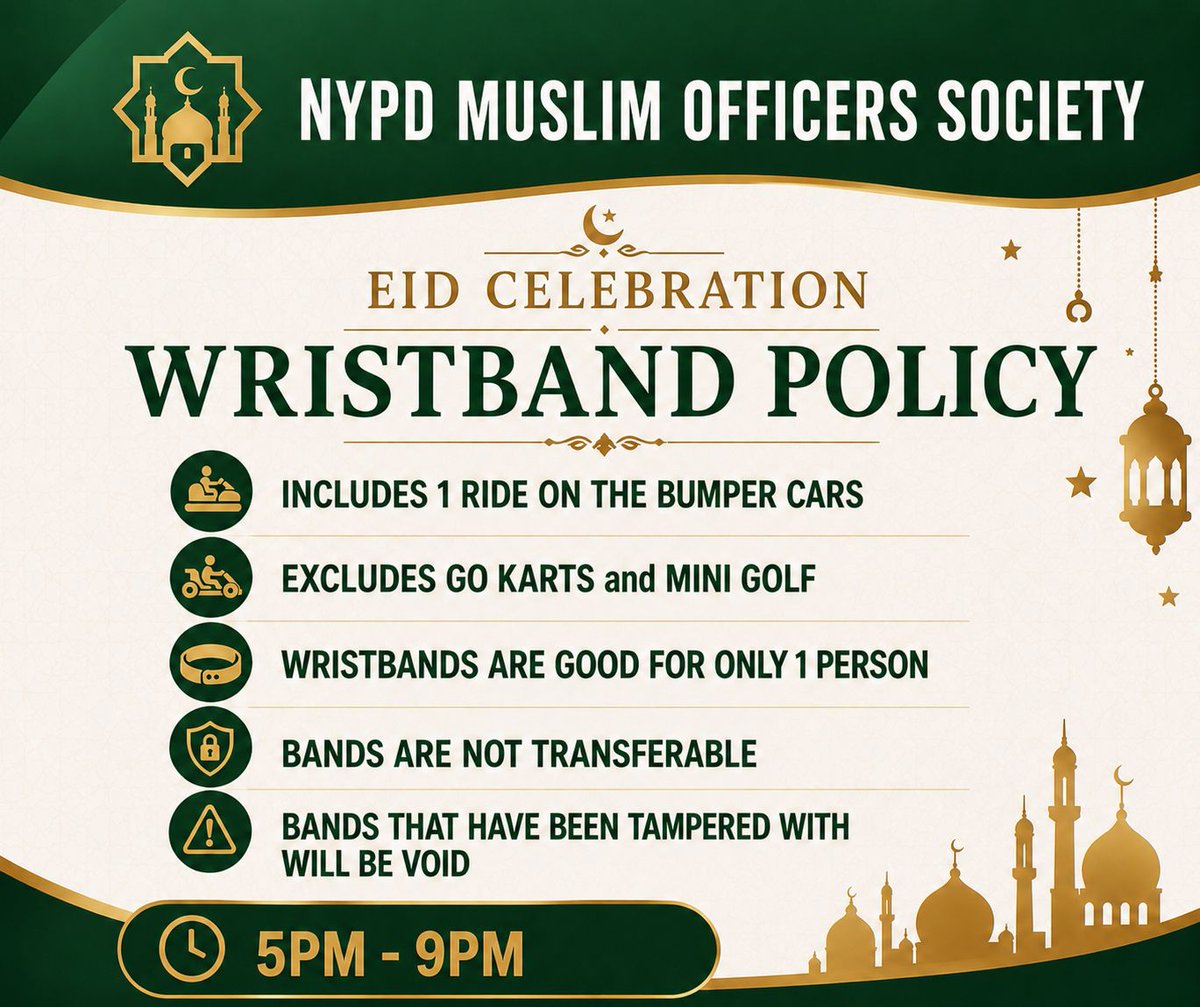 NYPDMuslim's tweet photo. https://t.co/8E7oj7Tb7J

(Registration open until Monday,  May 25, 2026)

The  NYPD Muslim Officers Society is proud to host its Annual Eid Al-Adha Picnic on Saturday, May 30, 2026, bringing together our members, families, friends, and the community for a day of unity, fellowship, and celebration.
Join us for an amazing family-friendly day filled with fun, laughter, food, and activities for all ages as we celebrate the spirit of Eid together. We look forward to strengthening the bonds within our community and creating lasting memories with everyone in attendance.