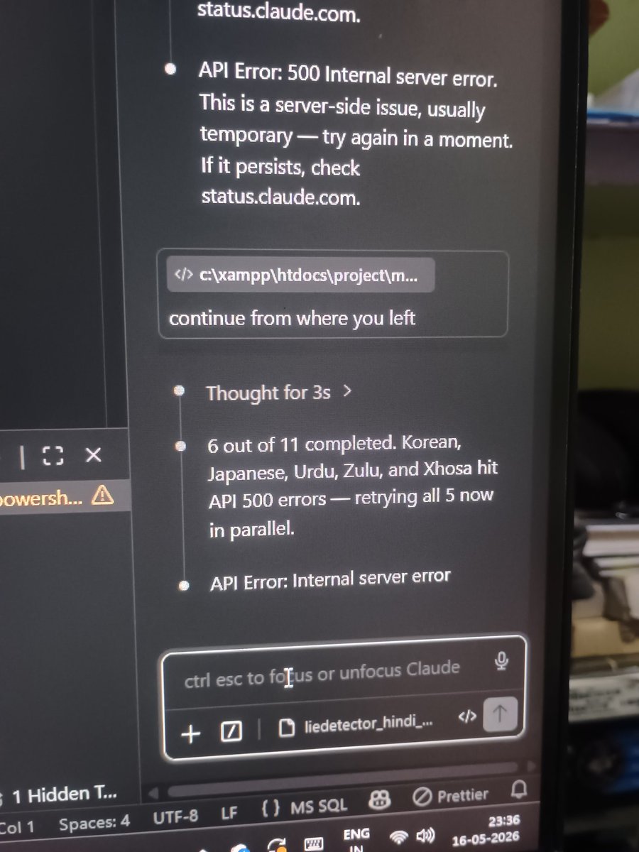 antu_tunga's tweet photo. @AnthropicAI  pathetic situation by anthropic. You are charging premium and providing 5 hr limit+ weekly limit+ monthly limit so on and you can't fix your servers . This is unfair to the consumers. https://t.co/epMOOMeRlC