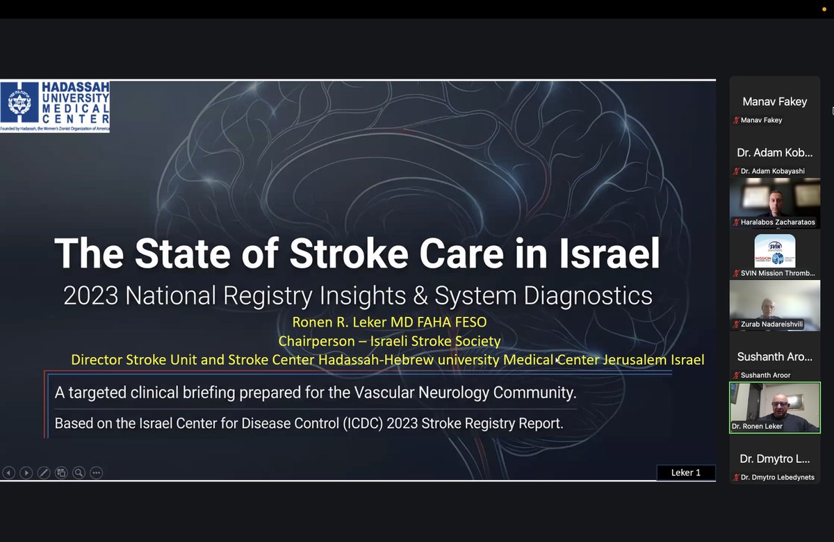 AdamKobayashiMD's tweet photo. Fantastic 🇪🇺 session @🌎🌍🌏 #WorldThrombectomyDay2026 Webinar @svinsociety @MThrombectomy with esteemed  colleagues. Happy &amp; honored to talk on the outlooks for cerebroprotection in #mechanicalthrombectomy. @ESOstroke @WorldStrokeOrg @neurologiczne @PTChCpl @WMCM_UKSW https://t.co/IcX473hNyM