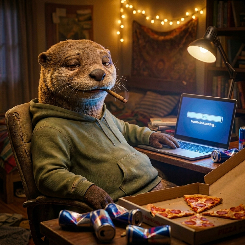 StonedOtterCoin's tweet photo. The final boss of crypto isn’t the charts... it’s the fiat on-ramps. 🐌🏦
Staring at this screen until the bank decides my money is actually mine. Not sad, just patiently vibing through the wait. 🍕🥤
#OTTR #Solana #FiatProblems #MemeCoin #StonedEnoughToWait https://t.co/eLiuROhe5k