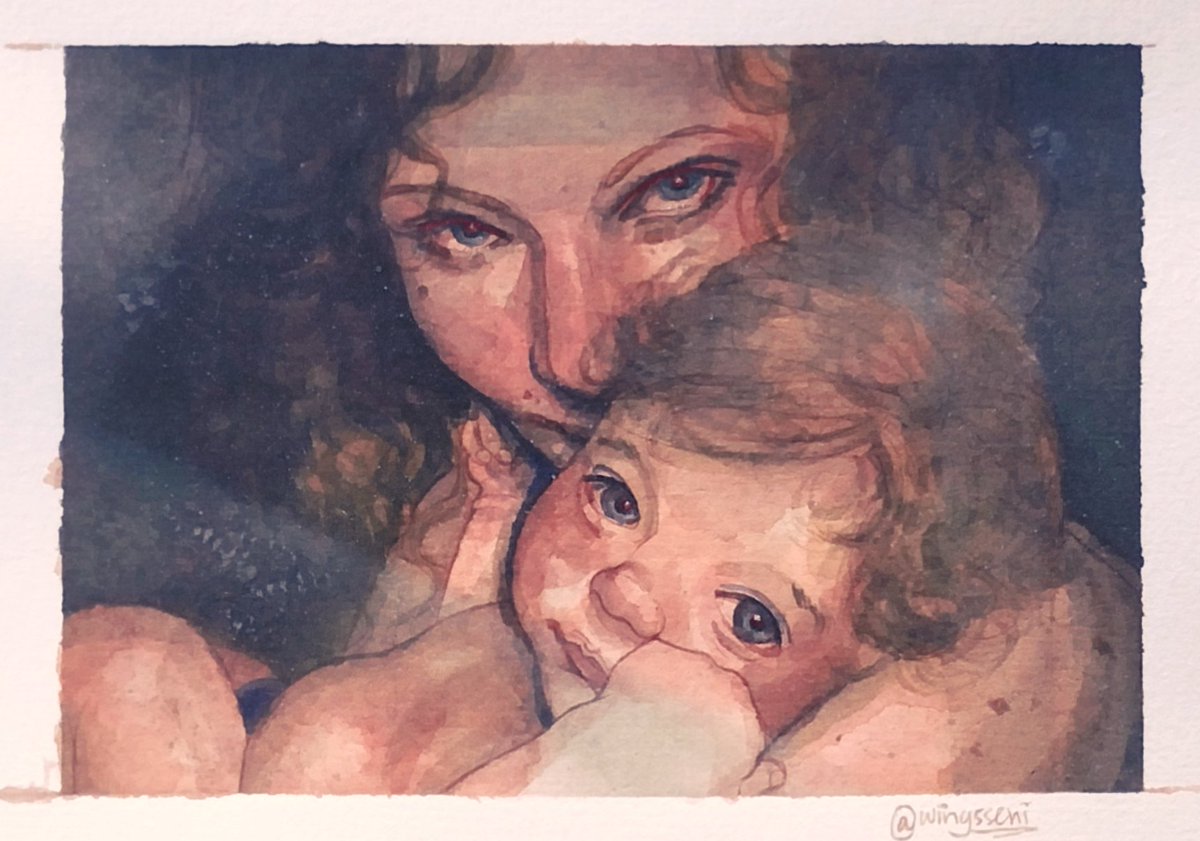 wingsseni's tweet photo. no AI. made these in my sketchbook, with watercolors and paintbrushes, lots of love and hours of no getting up from my chair https://t.co/obyTF5vszs