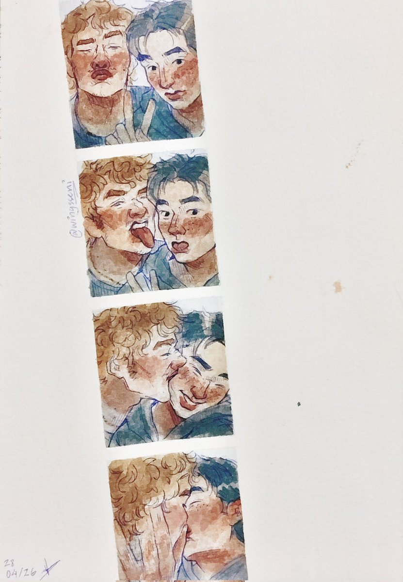wingsseni's tweet photo. no AI. made these in my sketchbook, with watercolors and paintbrushes, lots of love and hours of no getting up from my chair https://t.co/obyTF5vszs