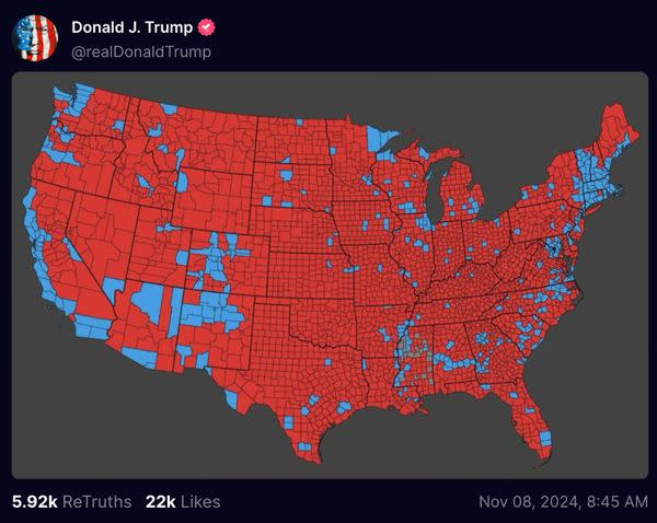 JoeSuminski's tweet photo. @TrumpsHurricane obviously you're a dumocrat and need to move to another country or just keep quiet.  Other than a few blue hell holes full of crime, rape, murder, fraud, etc, America is Red. https://t.co/EC3OqVIOV5