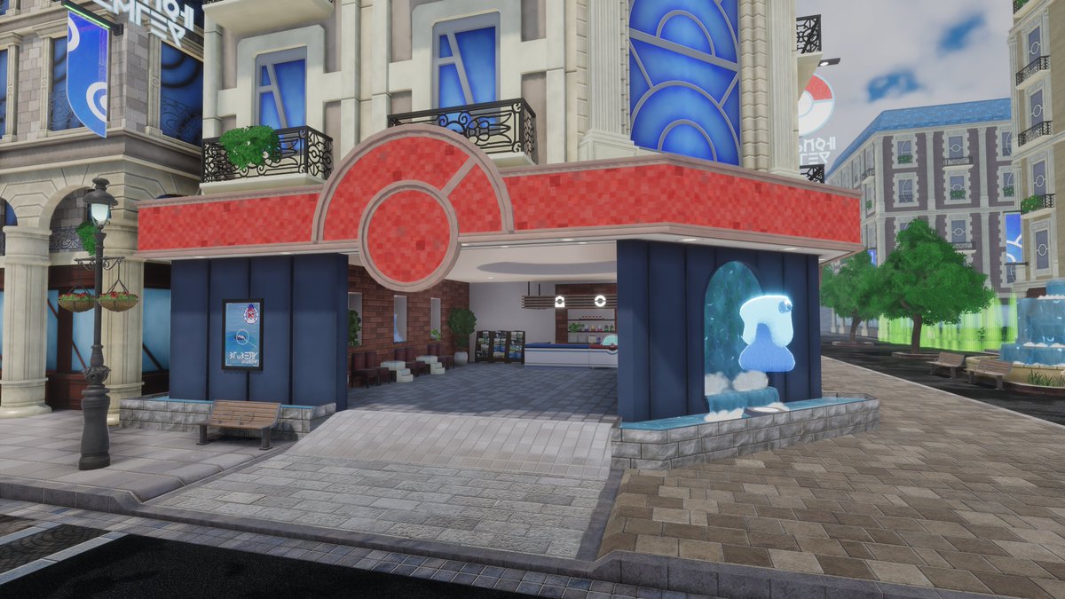 Cuate2Paez's tweet photo. A goal was to make the player differentiate each district by the environment  (previous img) Rouge, pipes and steam everywhere; Vert, plant life; Bleu, water and light rain; Magenta, shops and billboards, more modern lights; Jaune, fancy cafe and buildings. https://t.co/vl1KxDkeL8