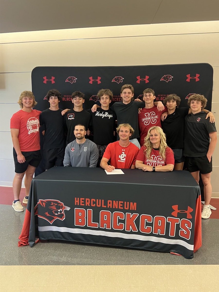 HerkyBaseball's tweet photo. Congratulations to Tanner for signing at Jeffco!! Such a great teammate and he exemplifies what being a Blackcat student athlete is all about!! Nobody more deserving!! https://t.co/i03ZBSJdCB