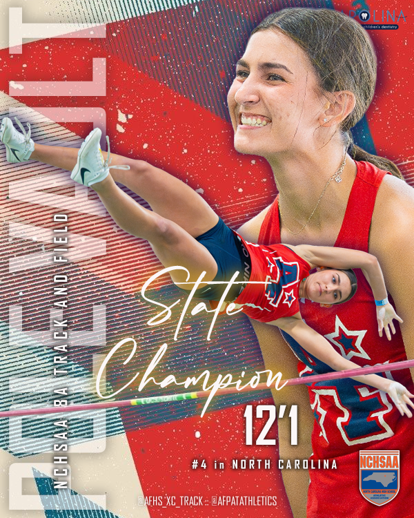 AFPatAthletics's tweet photo. 🚨 Breaking News out of @ncatsuaggies 🚨 Junior Emma Kertis is your 2026 @NCHSAA 8A Girls Pole Vault State Champion!!! This is the 2nd year in a row @AFHS_XC_Track has 👑 a pole vault State Championship 🏆 (Owen Lee 25'). Congratulations! #PatFam #RepAFHS https://t.co/6P4mS9zUEy