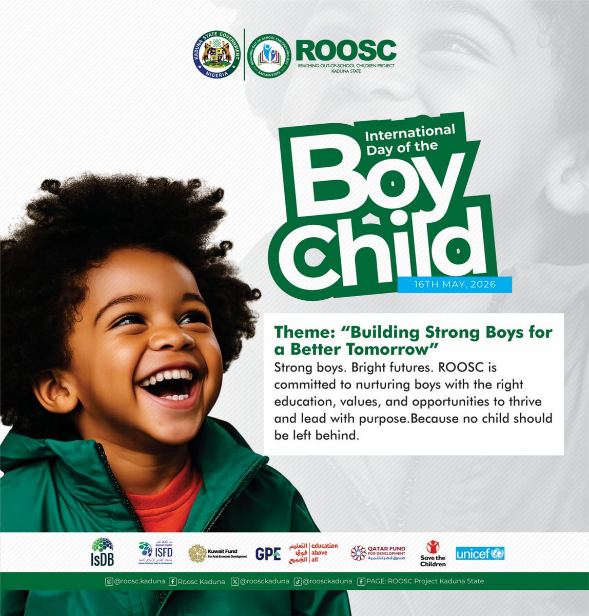 roosckaduna's tweet photo. Happy International Day Of The Boy Child!.

The theme for this year is "Building Strong Boys for a Better Tomorrow"

Strong boys, Bright futures, @roosc.kaduna is committed to nurturing boys with the right education, values, and opportunities https://t.co/Ew81ECdGol
