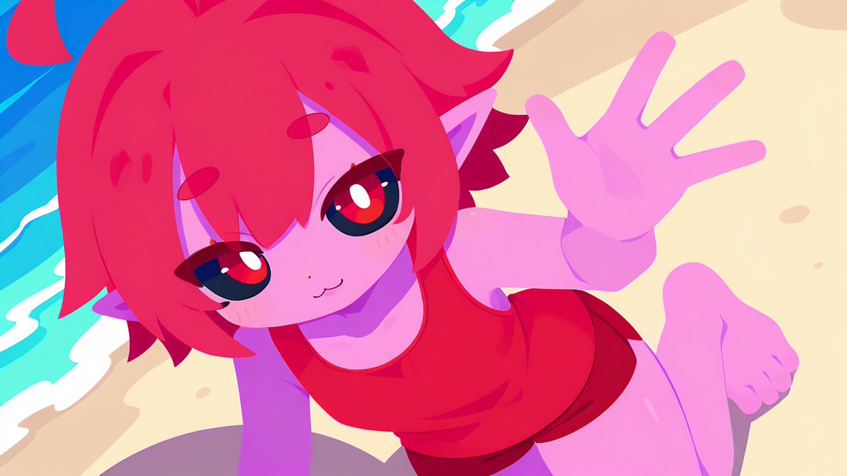 Razorice_ai's tweet photo. (All images I post are to be added in a videogame I'm making) Waving image of Akaika #aiart #ai #oc #originalcharacter #gamedev https://t.co/CD1lqXRePs