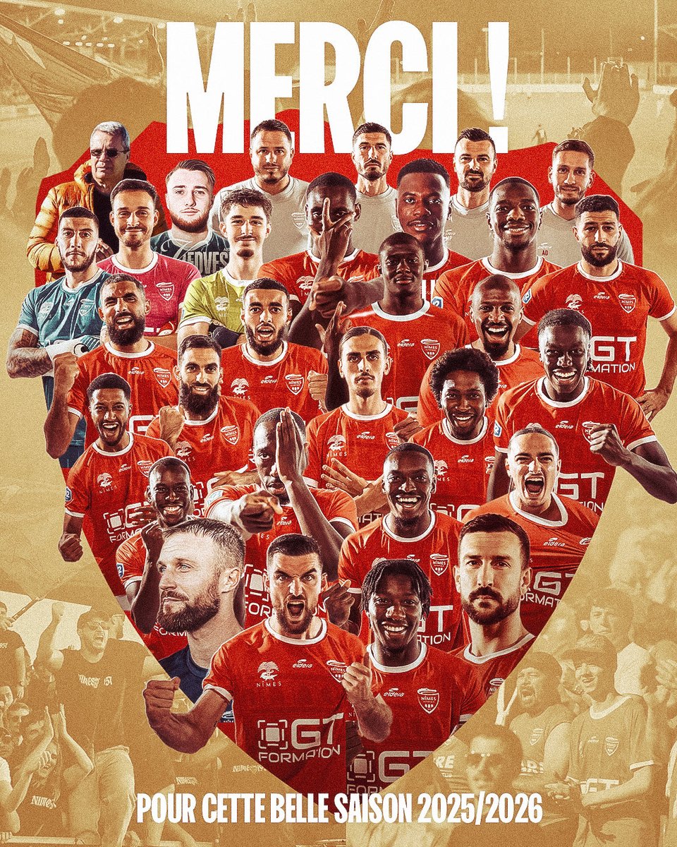 nimesolympique's tweet photo. 𝐅𝐈𝐍 𝐃𝐄 𝐒𝐀𝐈𝐒𝐎𝐍 🔴⚪️

Il y a des saisons qui se résument à un classement, et d’autres qui laissent quelque chose de bien plus fort.

Avec 59 points, des victoires incroyables, des Antonins en feu et des déplacements mémorables, cette équipe n’a jamais cessé de se battre. Vous avez été là dans les moments de doute comme dans la joie.

Merci à tous : supporters, bénévoles, partenaires, staff et joueurs. Merci à tous ceux qui ont porté le club cette saison.

L’amour pour les Crocos ne s’arrêtera jamais.
On reviendra, ensemble. ❤️🤍