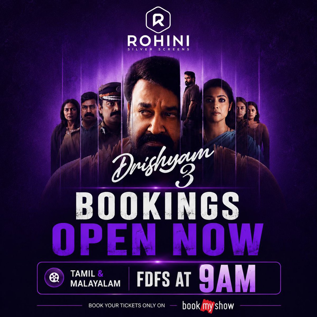 RohiniSilverScr's tweet photo. Lalettan is back… and the hype is already through the roof! 🔥

Bookings are now OPEN for the most awaited cinematic event - #Drishyam3 👁️

Get ready to witness the return of Georgekutty on the big screen. 🎬

Book now —> https://t.co/L8lt3cbiEF

@Mohanlal @aashirvadcine @antonypbvr @EpicFilmFrames @jeethu4ever