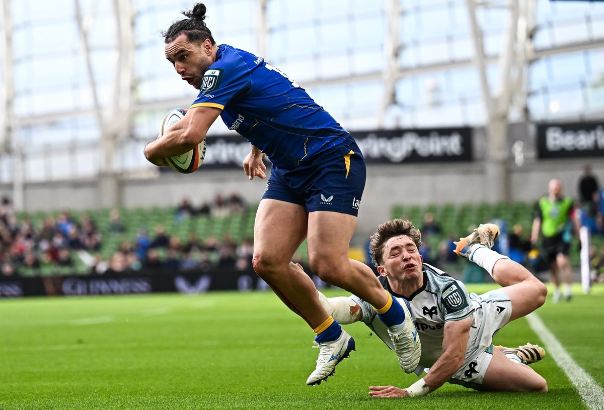 leinsterrugby's tweet photo. A ten-try performance to round out the regular season saw us book a home @URCOfficial quarter-final and the second seed throughout the playoffs 💙

📰 Read the match report: https://t.co/Q3m2ykMZml

#LEIvOSP #NeverLessThanEverything https://t.co/KTo4DzbNdE