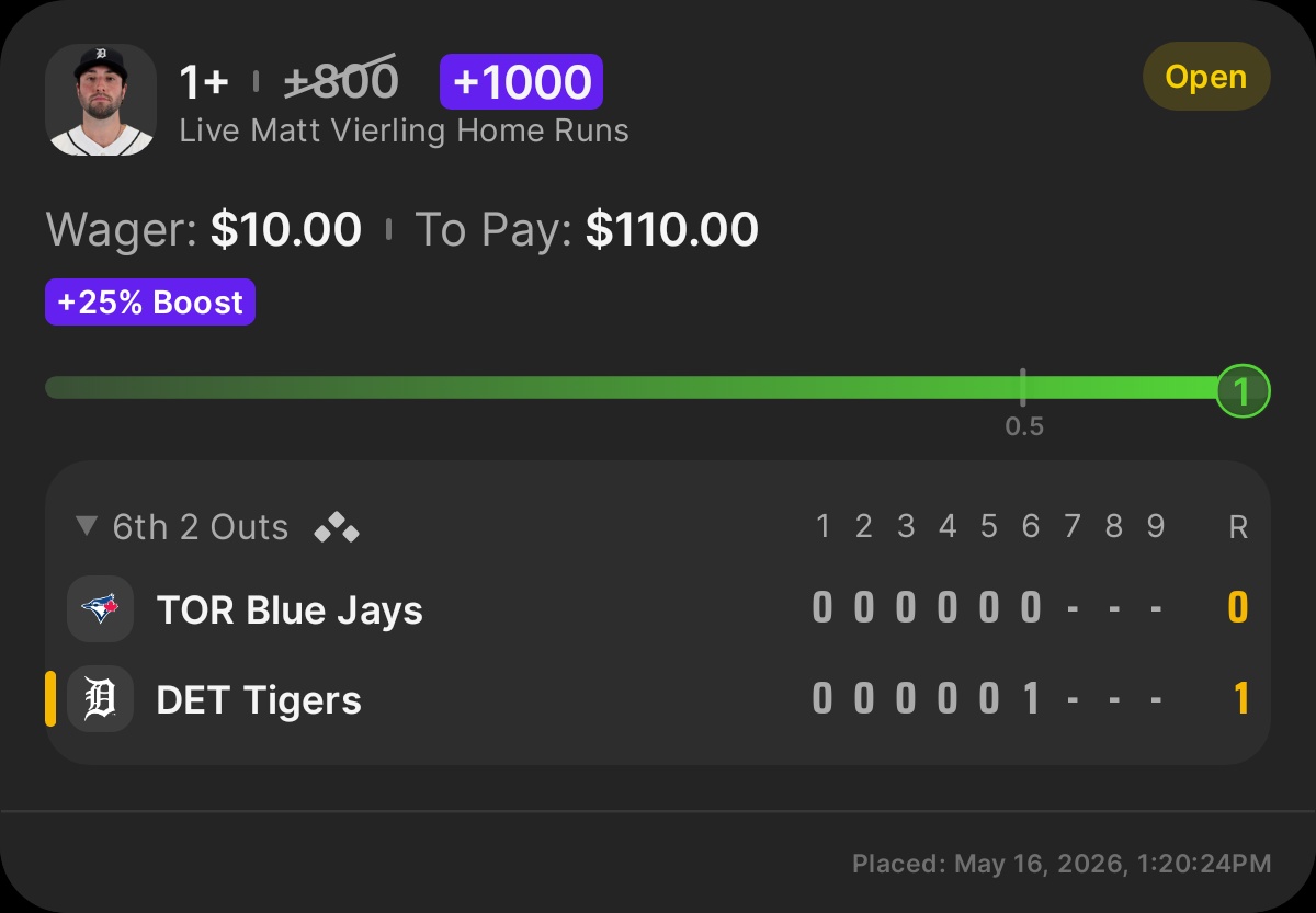 webdevirv's tweet photo. @MLBHR So crazy that I wanted to run him but I didn't think there was enough data to play him, instead I paired Matt with the biggest chalk https://t.co/FrzliLyQTT