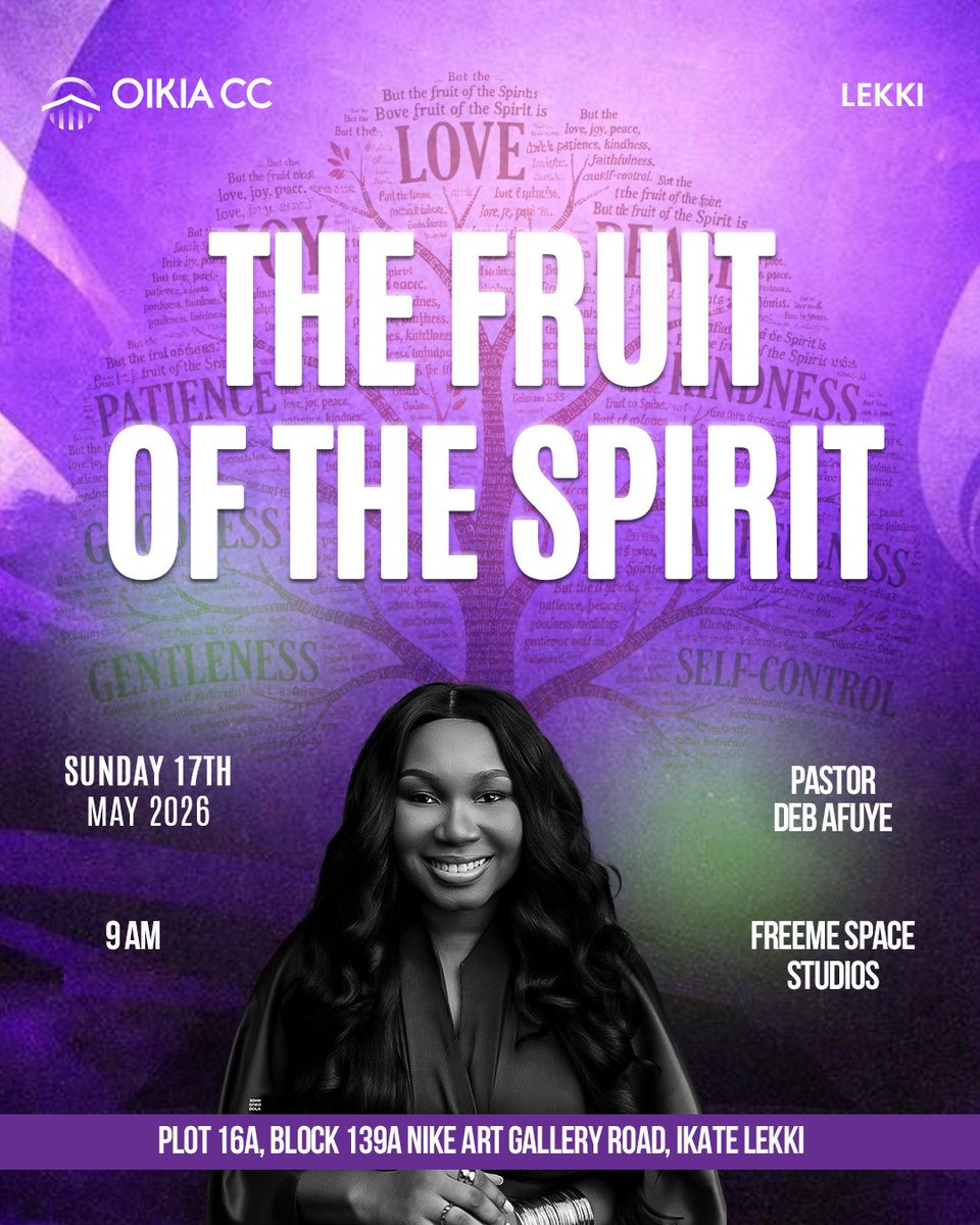 OikiaCCLekki's tweet photo. Not every growth is visible at first, but the fruit will eventually speak. 

This Sunday, we’ll be learning on The Fruits of the Spirit — the evidence of a life yielded to the Holy Ghost.

Join us for a rich time in God’s Word and fellowship. https://t.co/2CRrJNAV8h