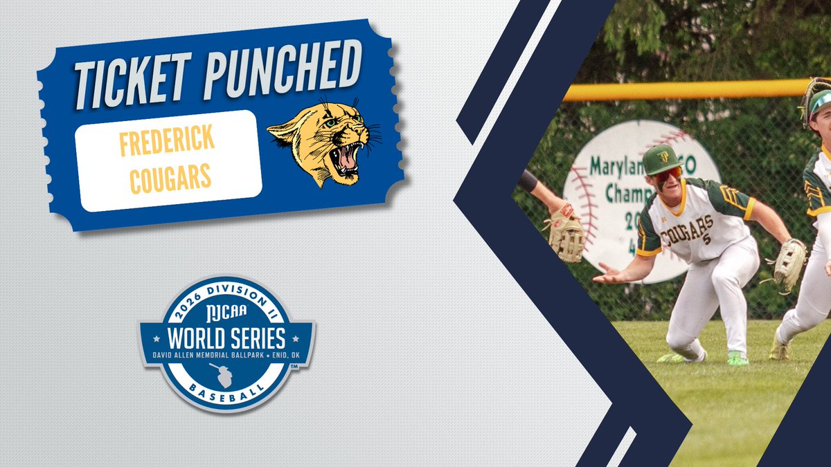NJCAABaseball's tweet photo. 🎟️👊 to Enid, OK!

Frederick wins the Mid-Atlantic District and a spot in the 2026 #NJCAABaseball DII World Series.

https://t.co/vn48nLYTin https://t.co/kn6bOgn73F