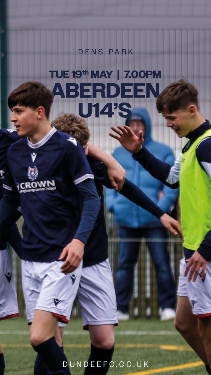DundeeFC's tweet photo. Next week is CAS Cup Final week for both our Under-14 and Under-17 squads, with both matches taking place at Dens Park.

👉 Under-17s vs Queen's Park F.C. Monday 18th May 7:45pm
👉 Under-14s vs Aberdeen F.C. Tuesday 19th May 7:00pm

Get along and support the boys! 

Attendance is free, no tickets required.