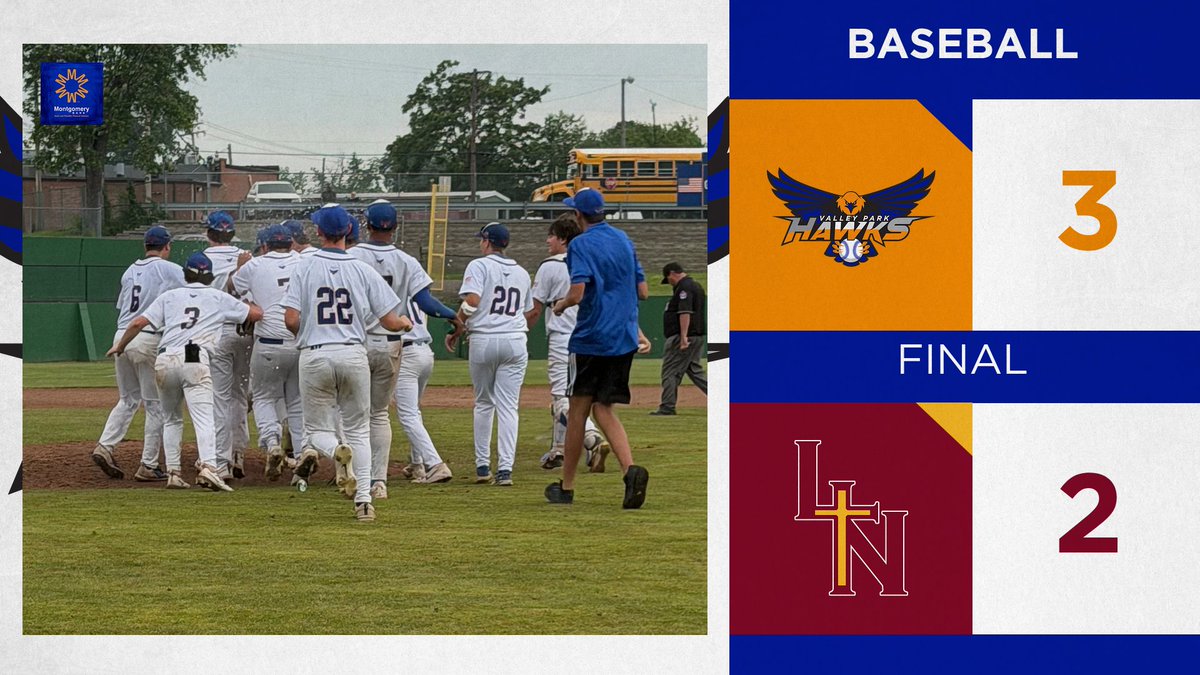 VPHawksAD's tweet photo. The Hawks claim their 5th straight district championship in a hard fought win over Lutheran North. Both teams played a great game! https://t.co/V4jQ2DH8nU