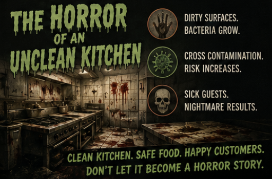 FoodSafetyClass's tweet photo. 🧼😱 The horror of an unclean kitchen

Dirty surfaces, poor sanitation, and cross contamination can turn any meal into a nightmare

Keep it clean. Keep it safe. Keep the horror on the movie screen 👻

#FoodSafety #CleanKitchen #SafeFood #FoodSafetyConnection #KitchenHygiene https://t.co/KtzTPftwQ2