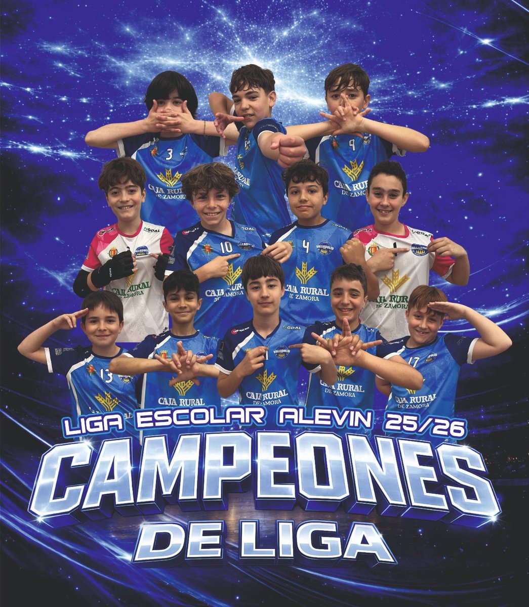 Va_Sport_Sala's tweet photo. ALEVÍN B | Campeones de Liga Escolar 2025/2026 !! Los nuestros entonan el alirón liguero en la última jornada !!
#AzulEsElColor https://t.co/M6h03mZugs