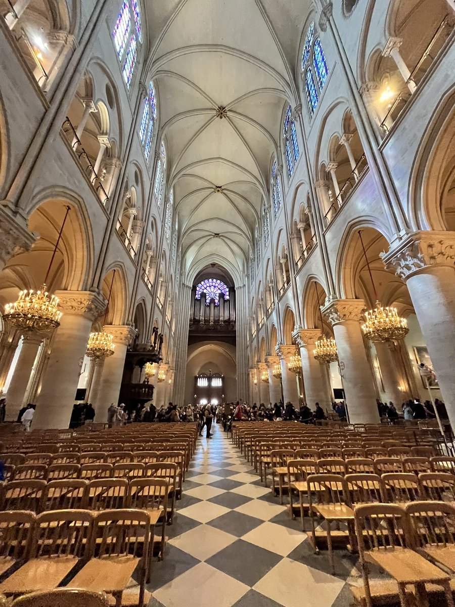 Andrewmc1975's tweet photo. When Notre-Dame burned, it felt like more than a building was lost. Standing inside the cathedral in Paris today after its restoration was deeply moving. A quiet spiritual presence fills the space, a feeling of peace and beauty. https://t.co/lafA92mNDb