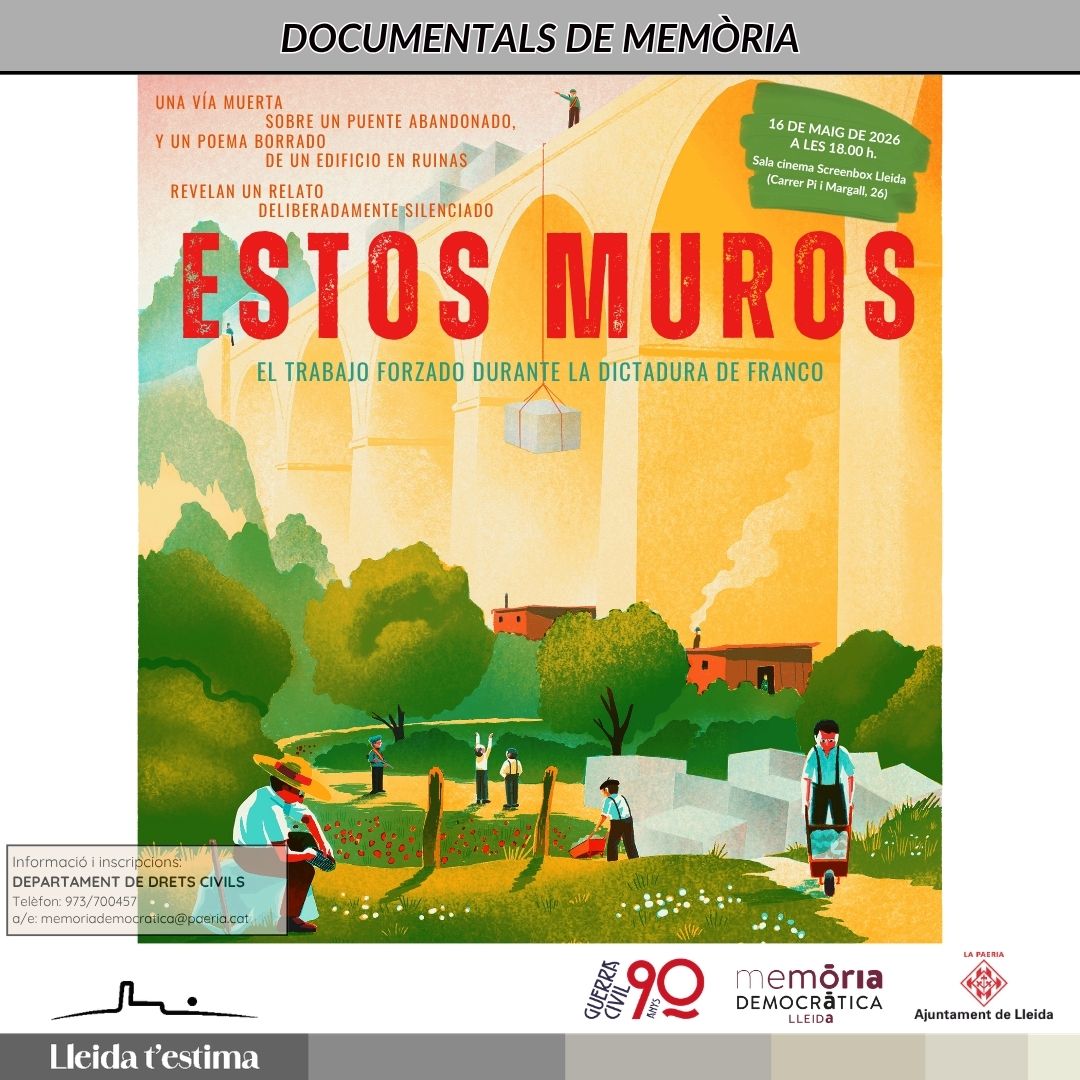 dretscivilsll's tweet photo. Avui, Memòria Democràtica de @paerialleida ha projectat el documental “Estos Muros”, del director @albertopascualr, a la sala de cinema @ScreenboxLleida. Una mirada clara i colpidora sobre el sistema de redempció de penes mitjançant el treball durant el franquisme. https://t.co/MwX1IitV3T