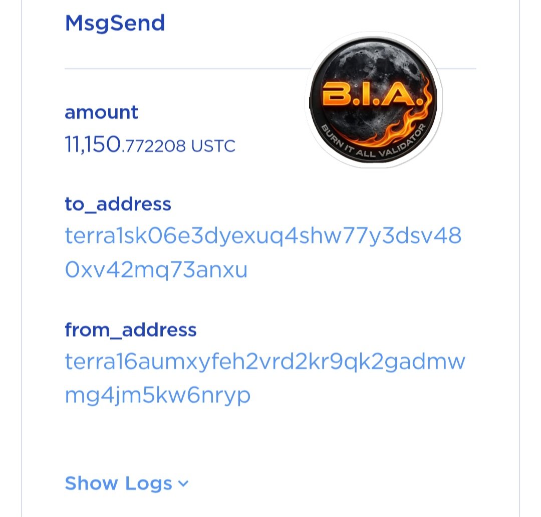 LuncBurnItAll's tweet photo. 11,150 Ustc commissions burned 🔥

BIA has been Buying Back and Burning Ustc for the 139th week straight! 😎

Delegate with Burnitall Validator if you wanna see constant building and burning 🔥🔥🔥📢⚠️💯 https://t.co/WJH3c3VmyE