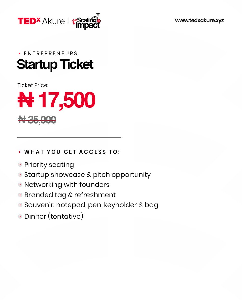 _tedxakure's tweet photo. For an idea to scale, an intentional decision has to be made.

TEDx Akure 2026 is about ideas worth scaling. 

Be part of the biggest intellectual gathering happening in Akure.
Early-bird tickets are now available at a discounted price for a limited time only. https://t.co/qGI9pHkHmY