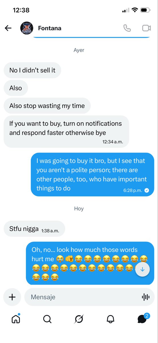 Diegonhpgj's tweet photo. @Fontana_cr Is this how you treat people?😂😂😂😂😂😂 https://t.co/ayx2DkZ6T6