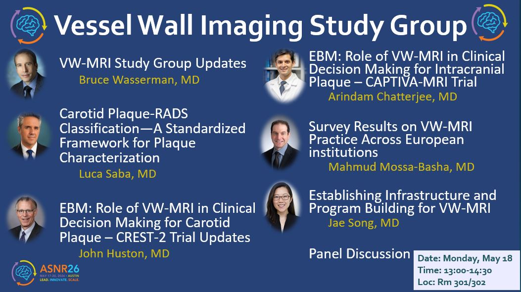 jsongmd's tweet photo. From innovation to impact: how is #VWI shaping evidence-based clinical care?

Join us at #ASNR26 in Austin, Tx for VWI Study Group Updates: Clinical trial highlights, Evidence-based decision-making, Plaque-RADS, &amp; Program-building for #VWI. 

@TheASNR
🗓️May 18, 13:00
🚩Rm 301/302 https://t.co/bUAP8zOOLR
