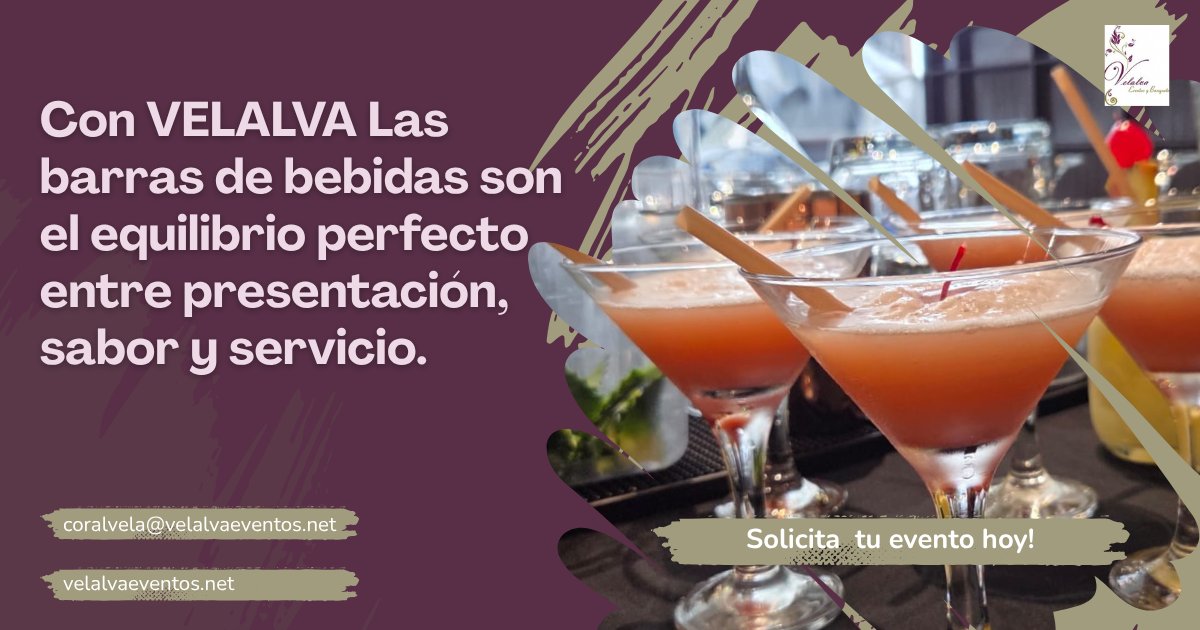 VELALVAEVENTOS's tweet photo. “La barra de bebidas ideal para celebrar en grande con Velalva.”

#BarrasDeBebidas
#EventosVelalva
#CocteleríaParaEventos https://t.co/jHzJpzpTj4