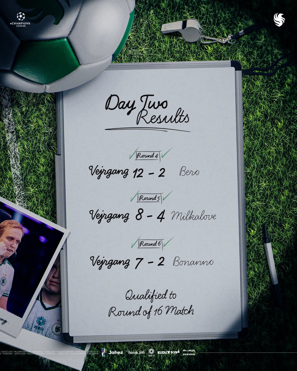 FalconsEsport's tweet photo. What a comeback in the #eChampionsLeague 🔥. Anders qualified to the RO16 Match 

صقرنا @FLC_Vejrgang يتأهل إلى دور الـ 16 في دوري الأبطال للعبة EA FC 26 🦅

نراكم غدًا في يوم حسم التأهل للنهائيات 💚🫡

#FalconsAreHere https://t.co/Wscyo2sPXR
