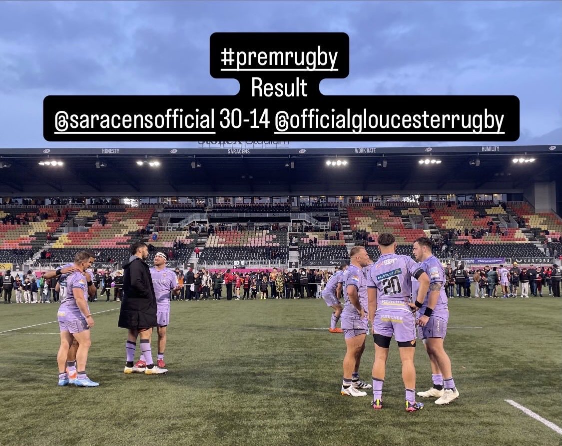 andywyman's tweet photo. #premrugby result @saracens 30-14 @gloucesterrugby @BBCGlos https://t.co/XeUcJqtuU1