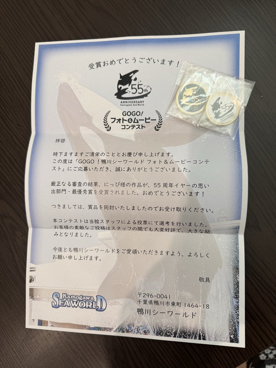 ykII00's tweet photo. 鴨川シーワールド55周年の思い出 #GOGO鴨シーコンテスト にて最優秀賞を受賞し、商品の130cmてっぱつシャチぬいぐるみと記念メダルを頂きました🥹💜
あの時の男の子はこんなに大きくなりました👶🏻✨服も当時と同じものを着せてみました🫶鴨シー大好きまたすぐ行く🫶🫶 https://t.co/Mb6zL2KApY