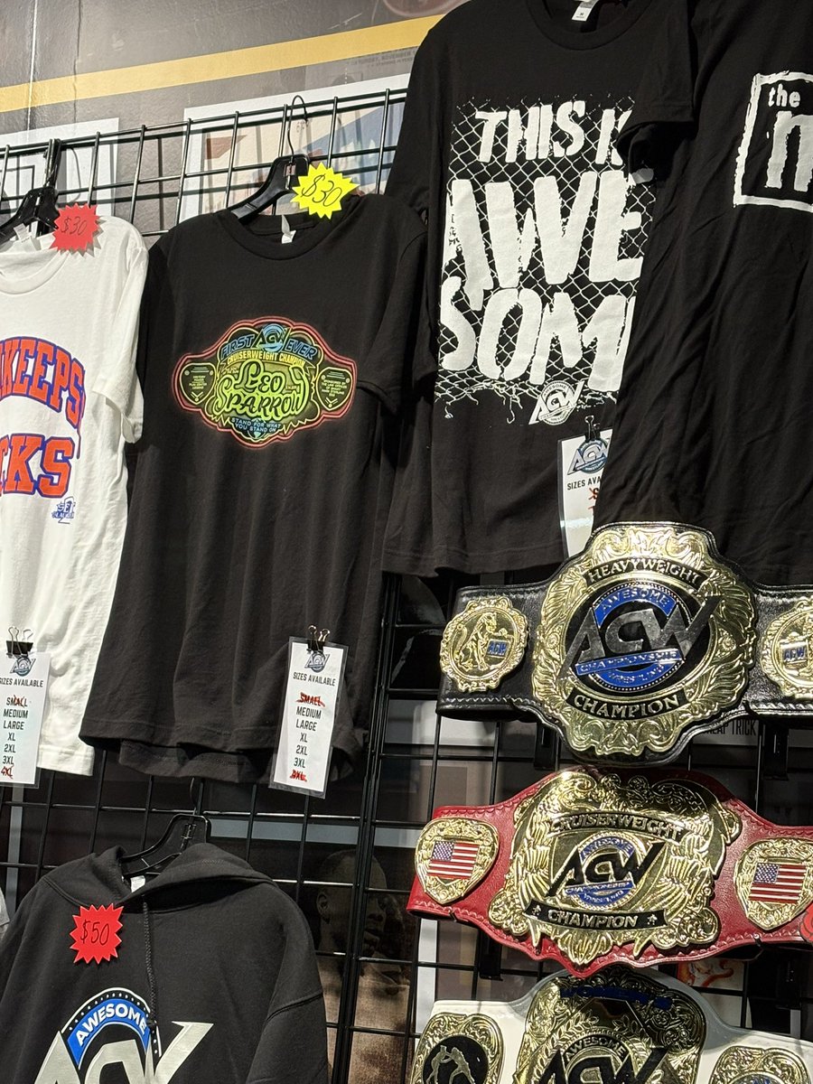 NoSteakAllSizzl's tweet photo. New @this_is_acw EXCLUSIVE t-shirt for the #FirstEver ACW Cruiserweight Champion. Available tonight at @MjnCenter 🏅🌎 https://t.co/CjCKeZc4Q6