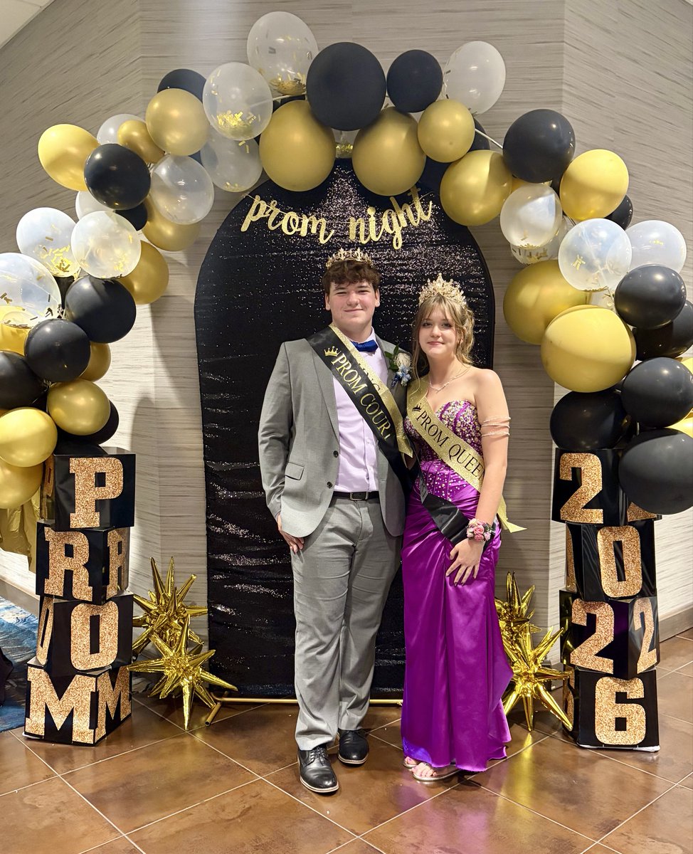 PrincipalAdkins's tweet photo. Congratulations to our Prom King &amp; Queen 2026, Braden Bowen &amp; Dana Bauhof! 👑👑 https://t.co/sz2K3xqwfE