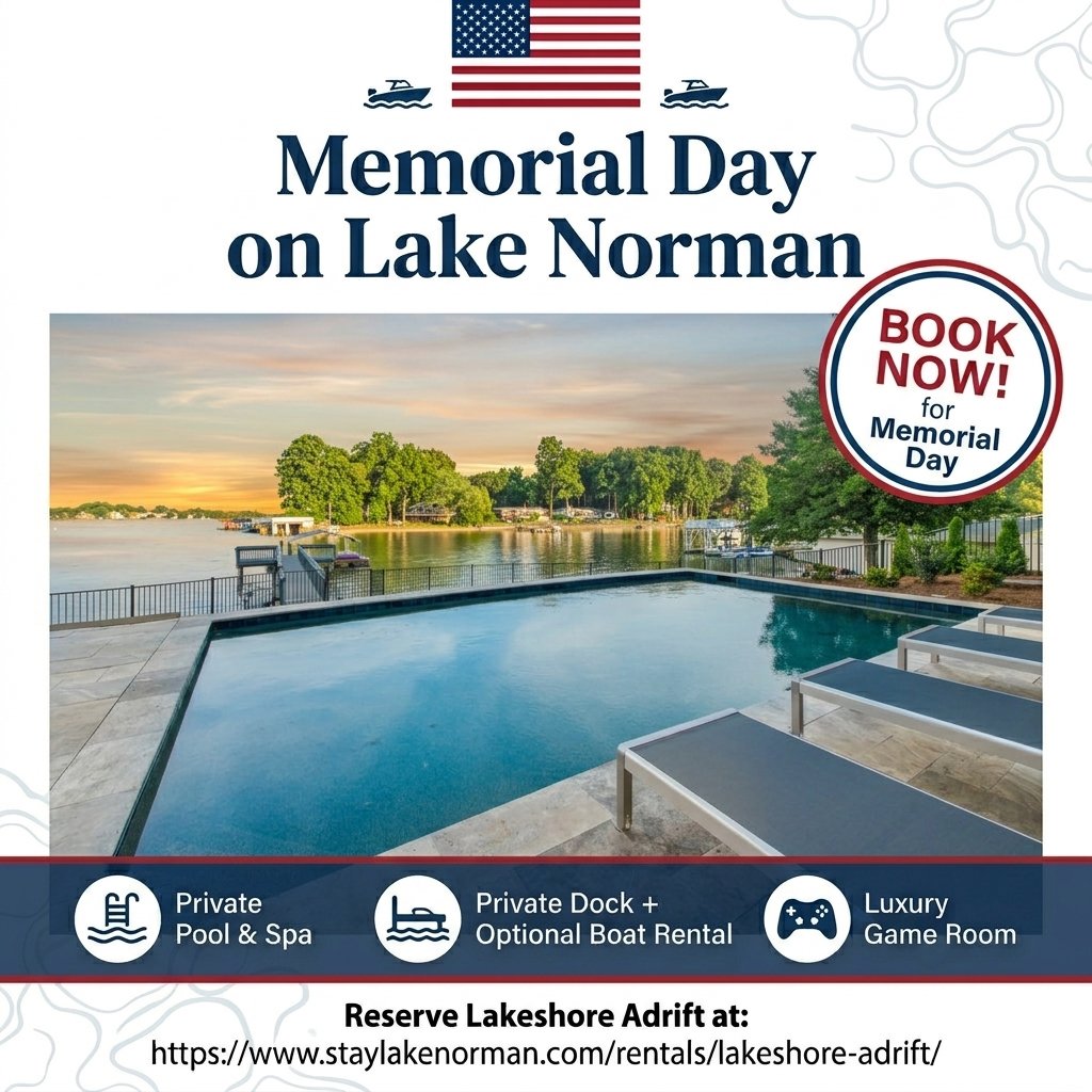 ResortGetaway's tweet photo. Memorial Day vacation.  Book our Lake Norman vacation rental. New dock, private pool &amp; spa and game room.
@NASCAR
@CocaCola
600 in nearby #Charlotte.  More here: https://t.co/NVw8giv4Iv #nascar #cocacola600 #vacationrental #airbnb #vrbo #vacation https://t.co/bcb4b6E1Dj