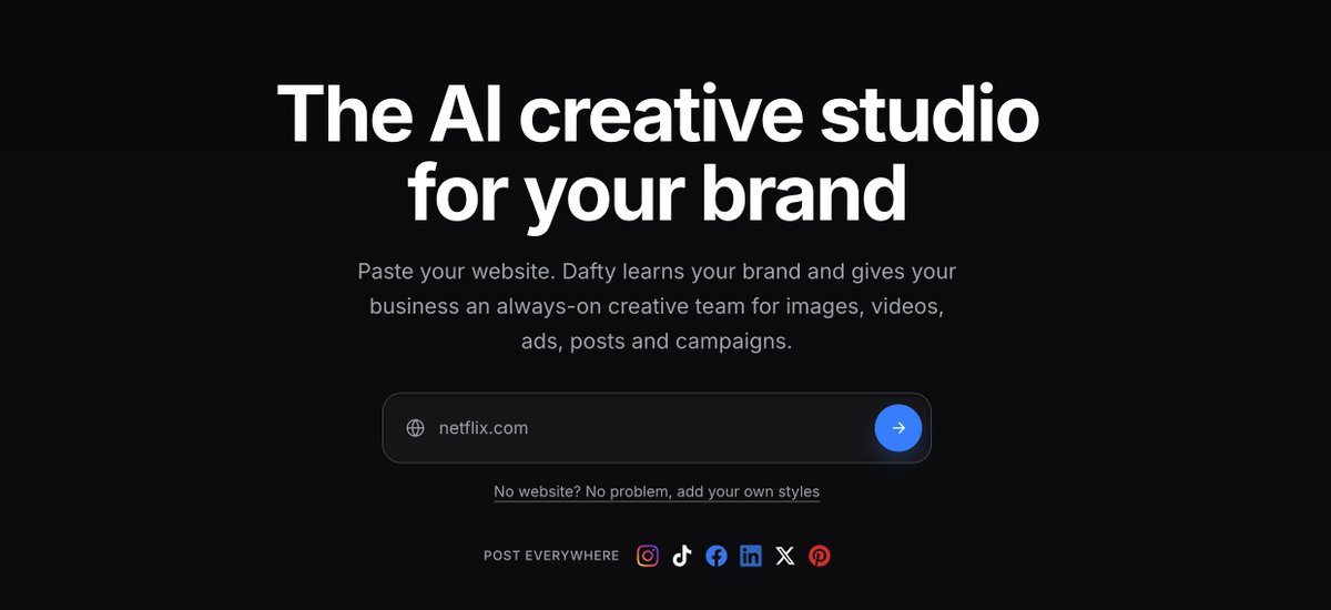 daftyai's tweet photo. We spend some time and improved our onboarding after some of your feedback. 

First generation completely free, no locks no blocks. 

Setup your creative studio today. Brand-aware content in seconds.

https://t.co/NXgFn4FkgU https://t.co/6N5XLwavP4