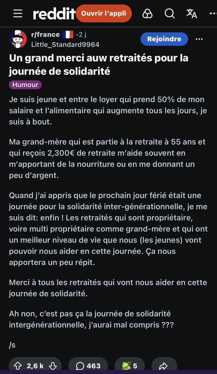 __tommyFR__'s tweet photo. Et + de 2600 ❤️ pour ce post humoristique sur les retraites géantes des boomers. 

On avance. https://t.co/CirafL18DE