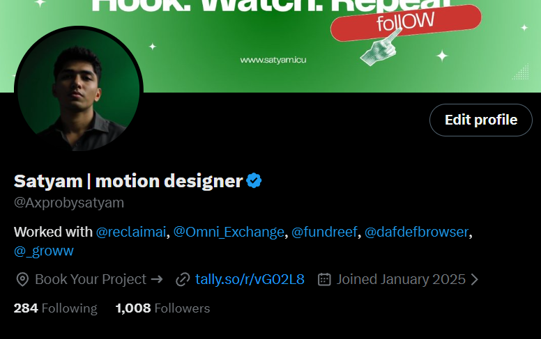 Axprobysatyam's tweet photo. Hit 1,000 followers today.
Grateful for every person supporting the work and trusting the vision.
Just getting started. https://t.co/kw5vhdY9tc