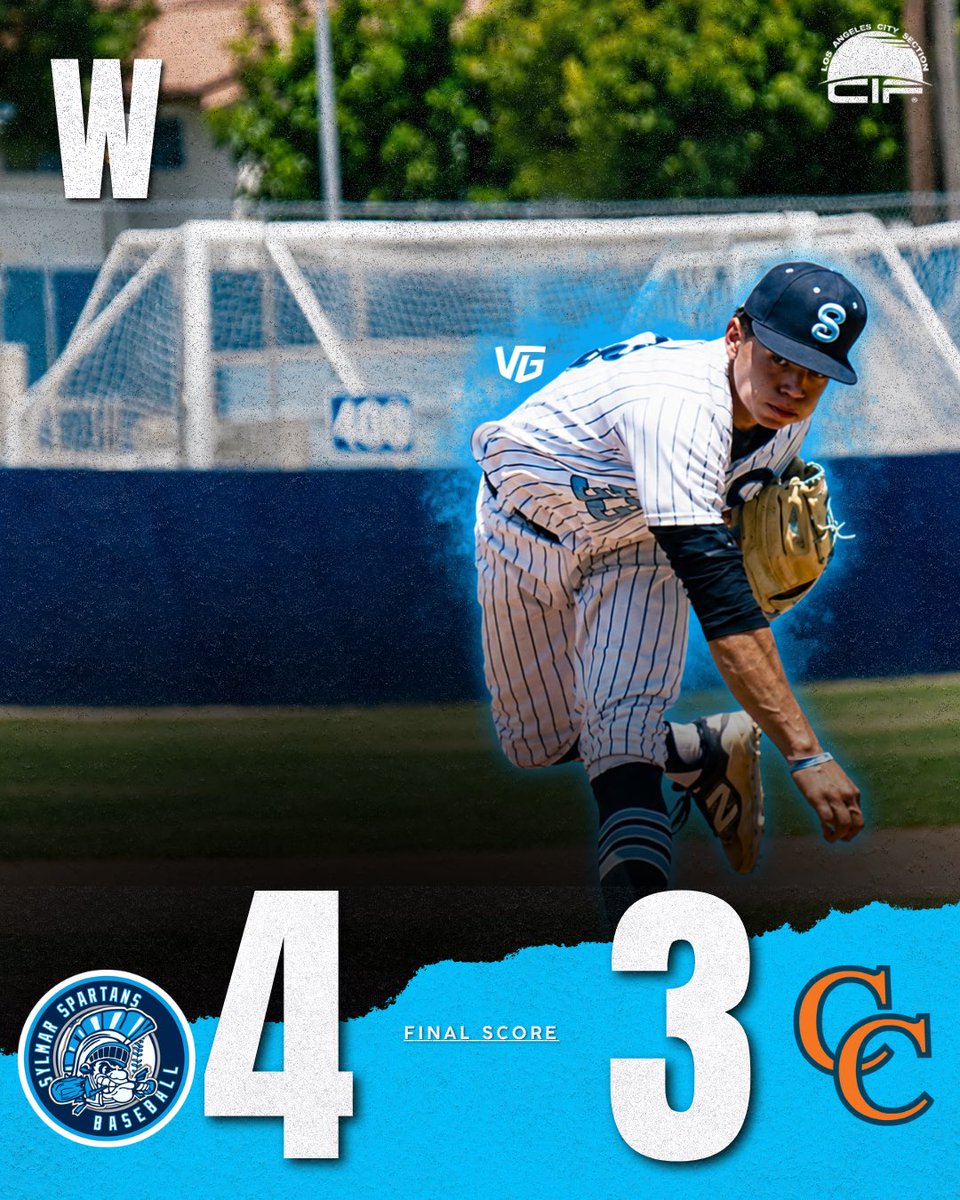 varsitygraph's tweet photo. Sylmar is headed to the CIFLACS Division I semifinals.

The Spartans hold off Chatsworth 4-3 in a hard-fought quarterfinal matchup behind a big day from Tim Sepulveda, who finished with two hits and two RBIs. Another playoff battle, another win for the top seed. https://t.co/I2BfkPCPZW