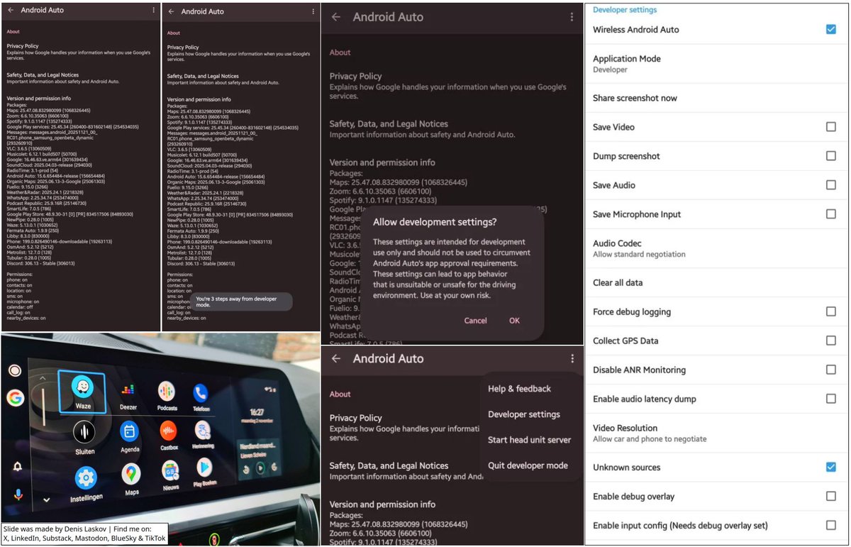 it4sec's tweet photo. Unlock your car’s hidden hacking potential: how to enable “Developer Mode” in Android Auto. 🚘📱👈🤫👑

More details on:
LinkedIn: https://t.co/mXgENPYCx4
Substack: https://t.co/QYVqDrJ9NO https://t.co/hp9beWkqjb