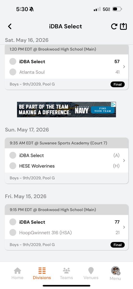 idbaselect's tweet photo. IDBA Select 15U goes 3-0 at the Atlanta Jam @hoopseen live period. This group displays a non-stop motor. 

One game at a time, they’ve handled each opponent with ease.

Big shoutout to @ChristianP_2029 for getting his first in-game dunk this weekend.

Weekend record below ⬇️ https://t.co/SWIukwgGv3