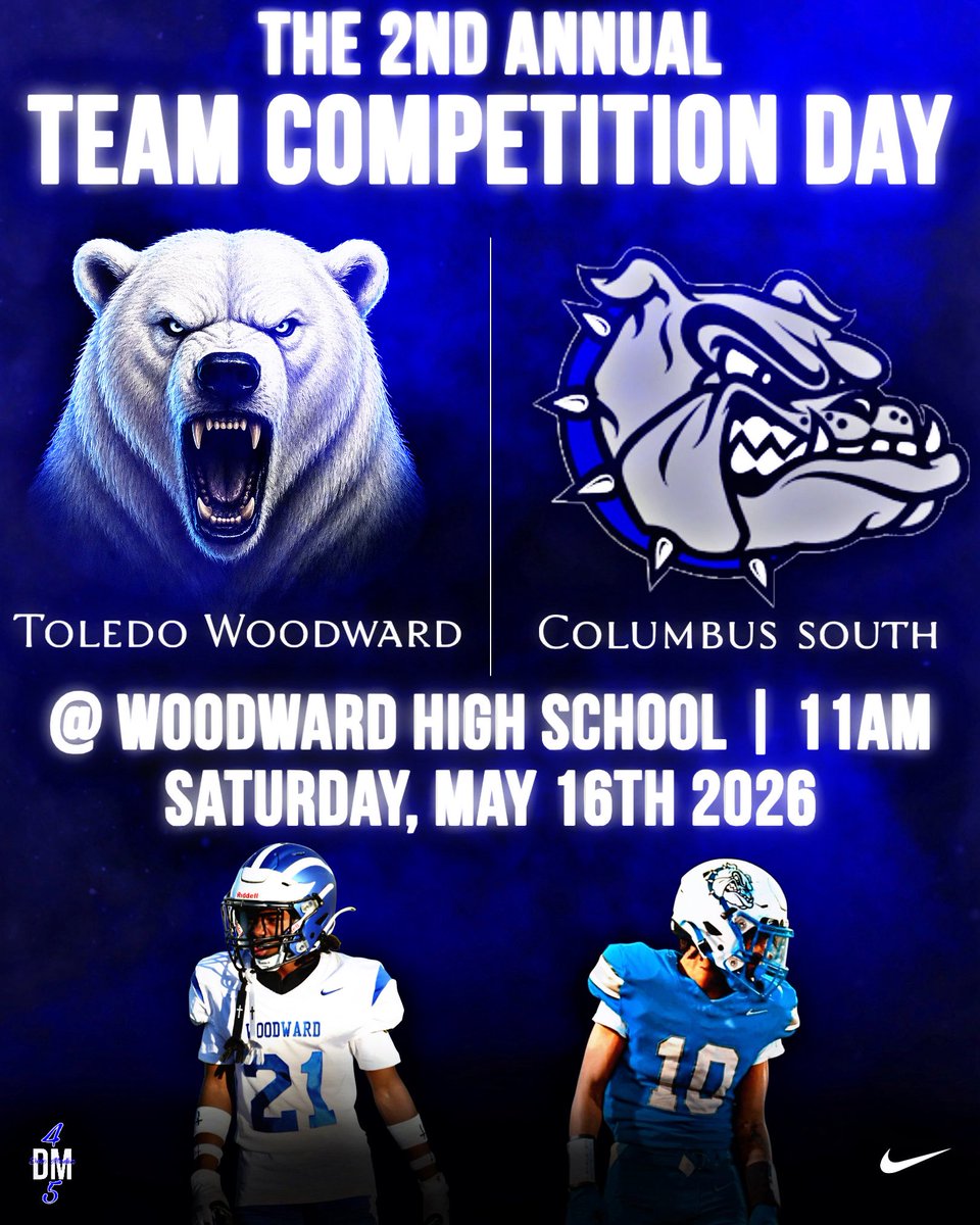 CoachDB_McNeil's tweet photo. We appreciate Coach Warren and the Columbus South Bulldogs for making the trip out to Woodward today for some great competition! Both teams got better today, iron sharpens iron. 97 days until Week One. #DSO #WhyNotWoodward https://t.co/irOHkRl7Om