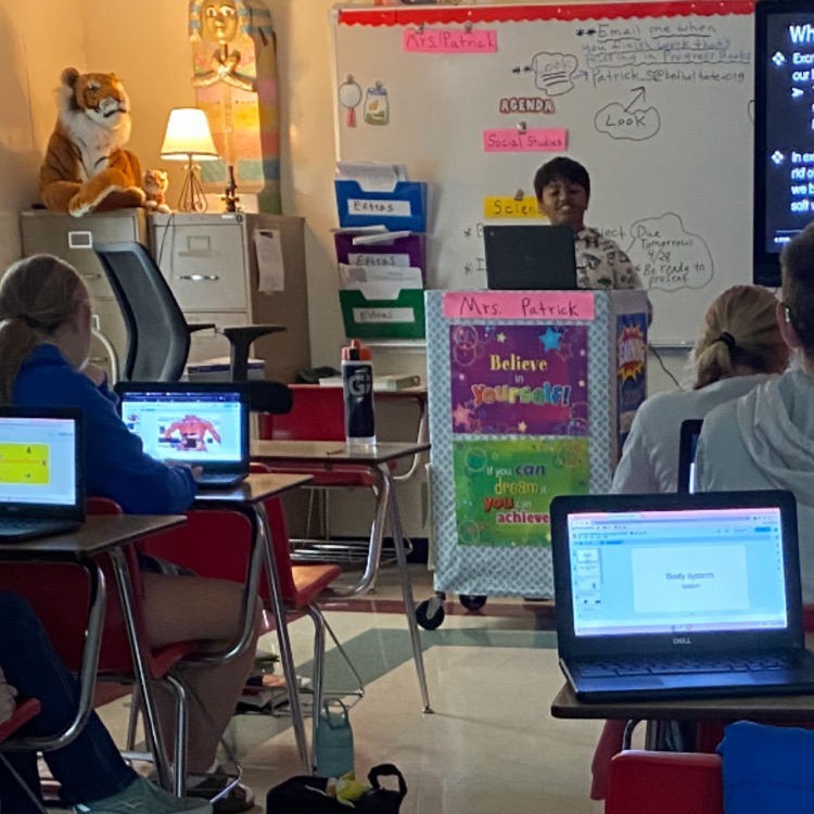 BTMS_Tigers's tweet photo. Students in Mrs. Patrick’s class were assigned a body system to research and present to their classmates through Google Slides. https://t.co/VVjT4lxons