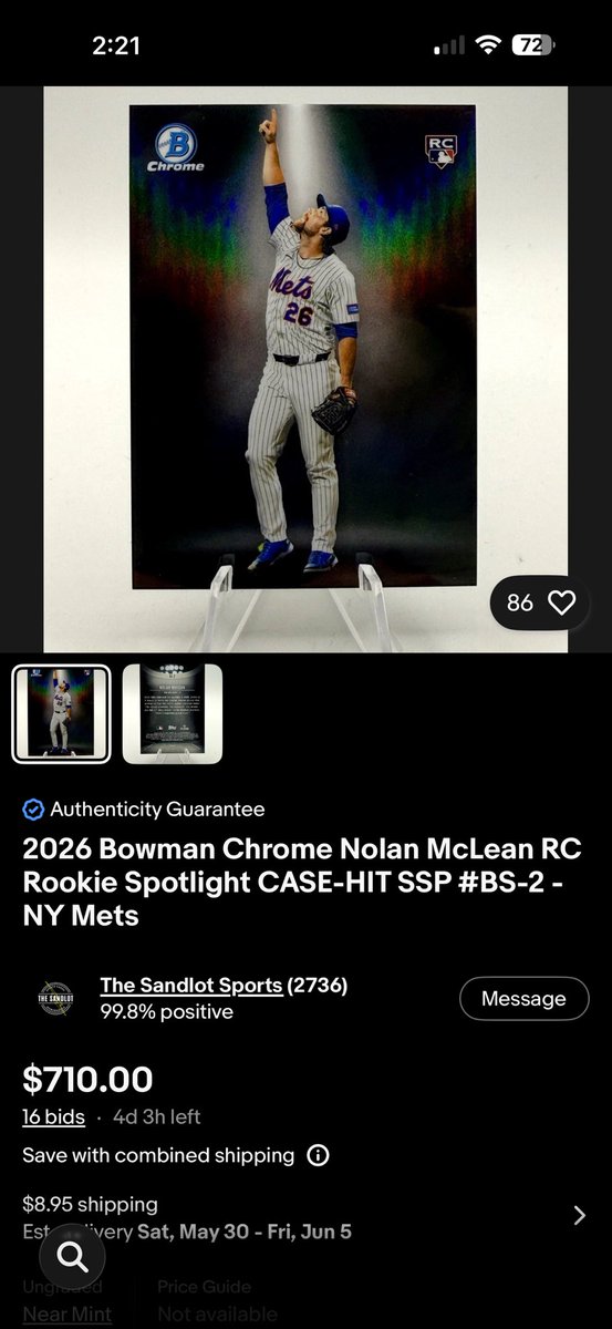 HGoobs's tweet photo. Helping sell for a friend!!

Asking $750, one at $710 with 4 days left!👀 https://t.co/eHKrArAfe2