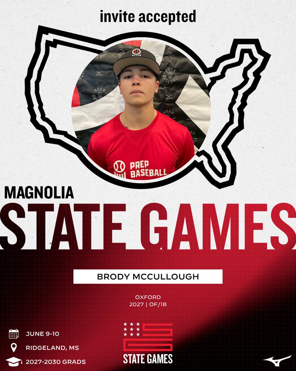 PrepBaseballMS's tweet photo. 📩 #𝐌𝐒𝐆𝟐𝟔: 𝐈𝐧𝐯𝐢𝐭𝐞 𝐀𝐜𝐜𝐞𝐩𝐭𝐞𝐝 ✅

@BrodyC2009 has officially accepted his invitation to the 𝐌𝐚𝐠𝐧𝐨𝐥𝐢𝐚 𝐒𝐭𝐚𝐭𝐞 𝐆𝐚𝐦𝐞𝐬. 👏

📍: Freedom Ridge Park | Ridgeland, MS
📅: June 9–10

Limited spots remain, request your invite to the premier event of the summer in Mississippi at the link below. ⤵️

🖇️: https://t.co/BfNR2w35vQ