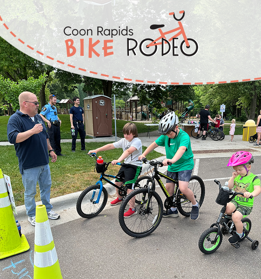 CoonRapidsPD's tweet photo. Join us for our annual Bike Rodeo on Saturday, May 30th, from 10 a.m. to 12 p.m. at Lions Coon Creek Park! Learn bike safety with the Coon Rapids Police, who will help fit bikes and sell helmets. This FREE event requires no registration. See you there! 🚴‍♂️ https://t.co/10bUHl511E