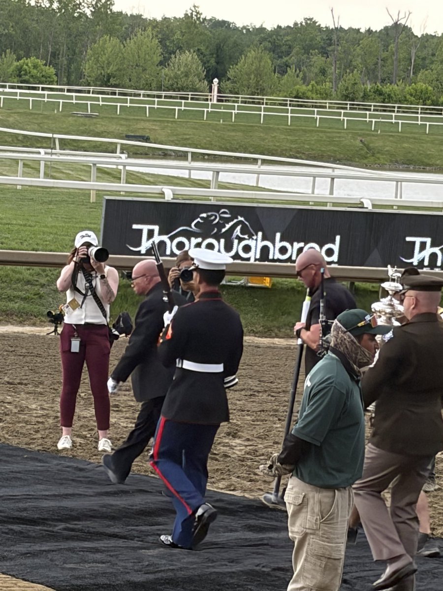 HandicapFocus's tweet photo. Hardware and flowers for the #Preakness winner https://t.co/a24HBXTlhI