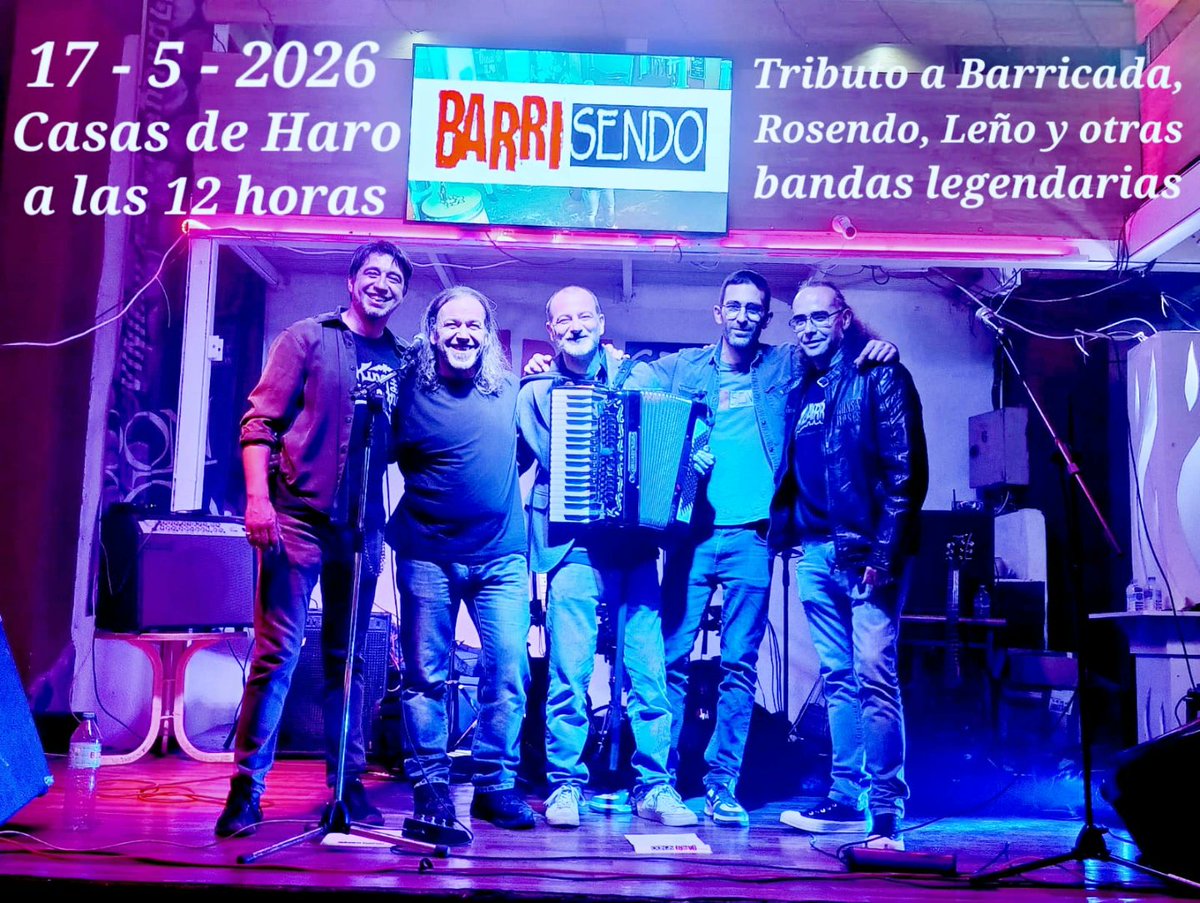 OlayerPeter's tweet photo. ¡Nueva parada en Casas de Haro! Un saludo y... ミ★ Barrisendo a Muerte ★彡 🎼🎵🎶🎸🎙🎤 #bandatributo #barrisendo https://t.co/2qcDy5aIMN