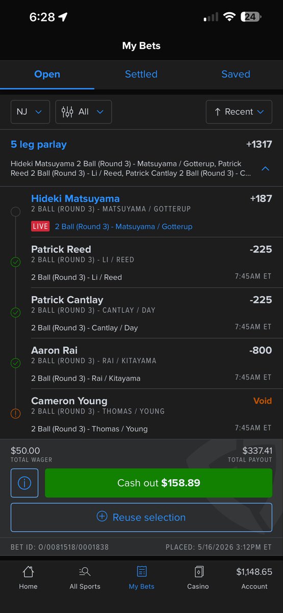 FukOutMy_FASE's tweet photo. They say see it threw took ya play and ran the rest @RiskyPlaes let’s see how this last leg treat me https://t.co/DOS1OWhZ1o
